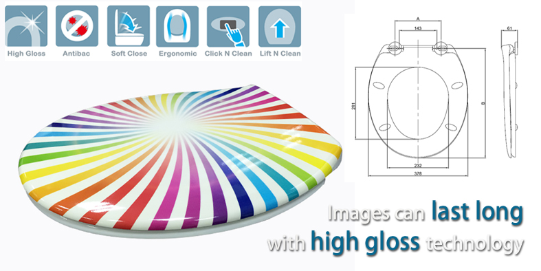 rainbow colourful printed images WC seat cover