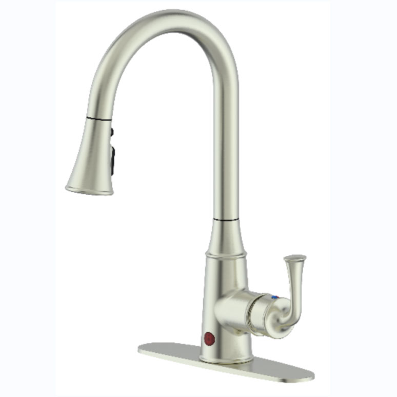 brushed nickel touchless kitchen faucet