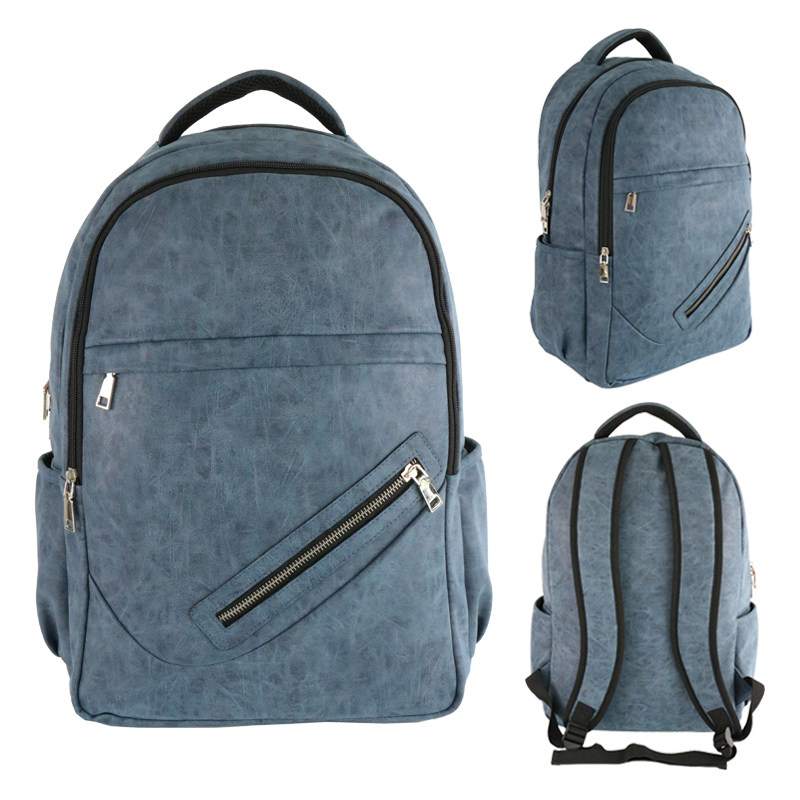 pu man  backpack with logo blue
