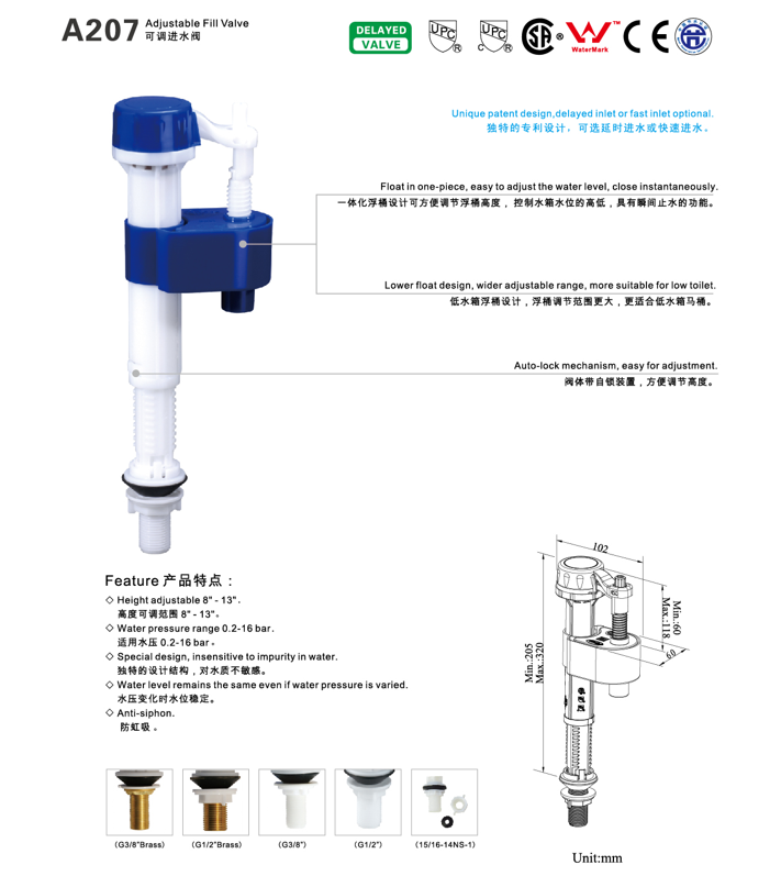 Universal Fill Valve for Most Toilets