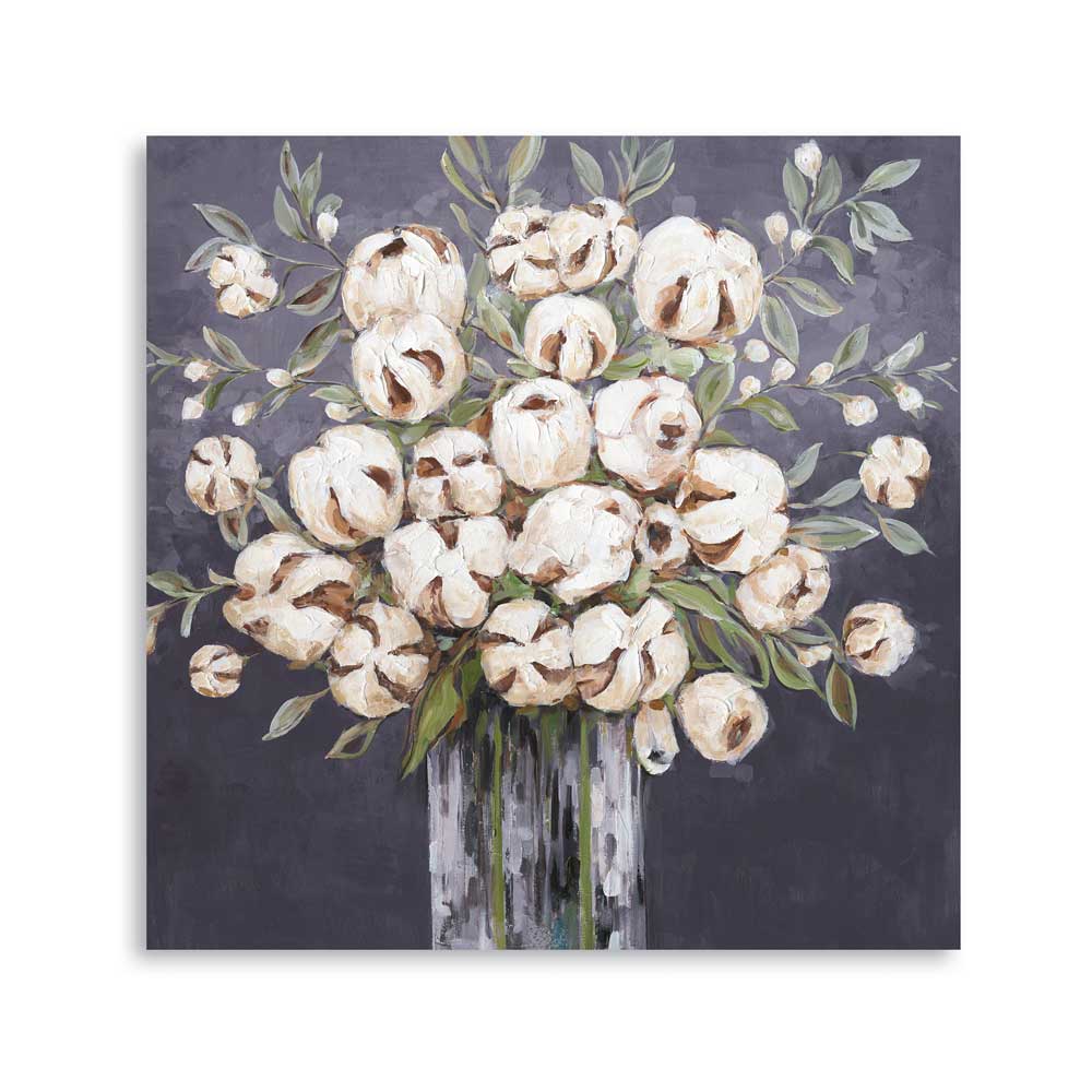 Living Room Decor White Flowers hand-painted Oil Painting