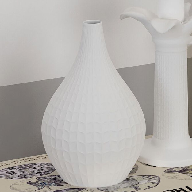 New design porcelain matte white vase with copyright