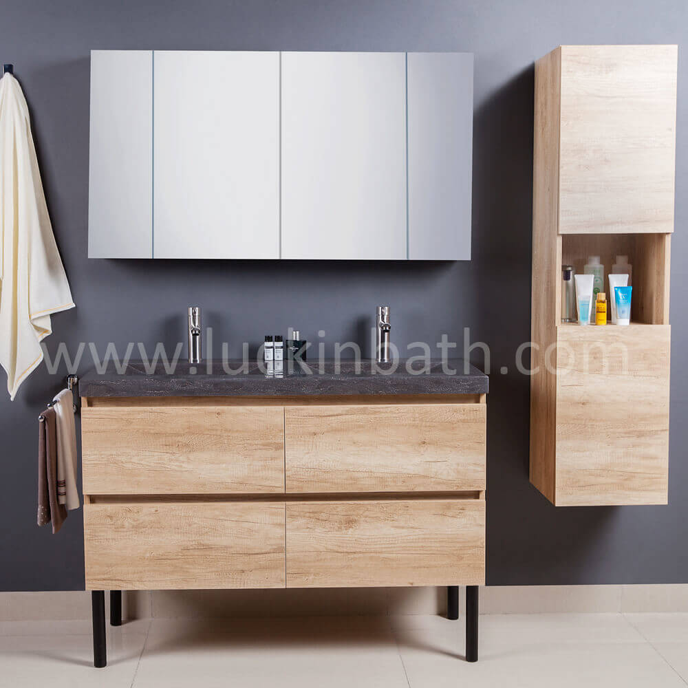 Luckinbath Wood Look Main Cabinet 120 With Basin “Salonga”