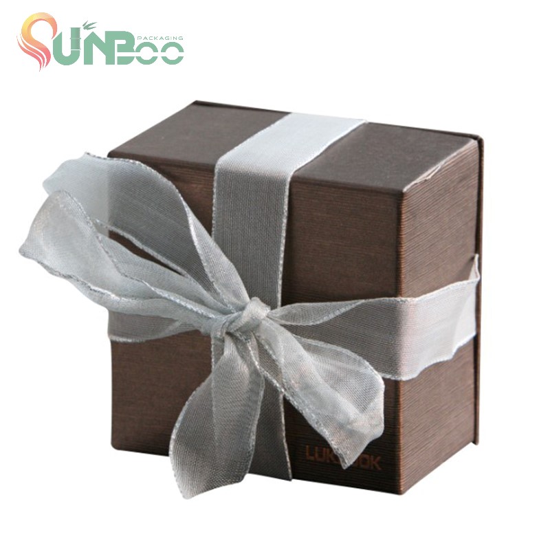 Cute square Gift box with organza ribbon-SP-BOX049