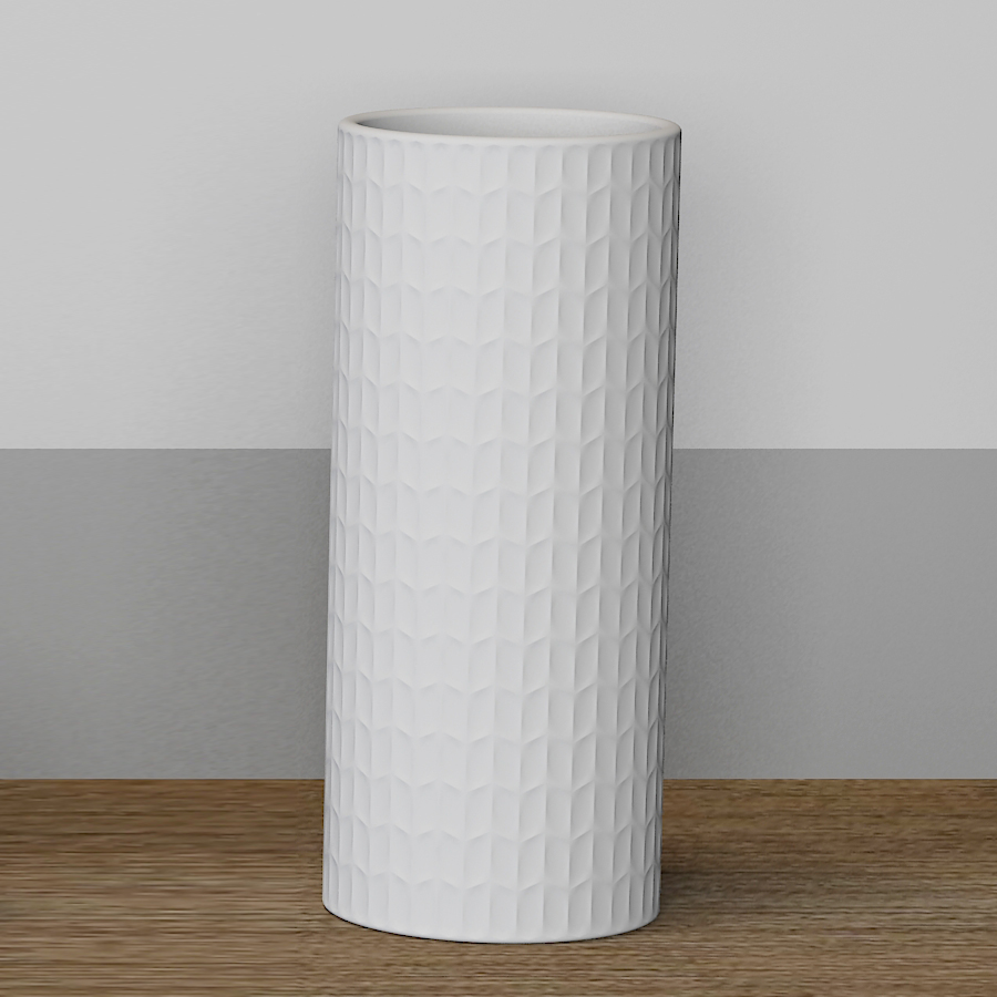 Porcelain matte white vase with copyright