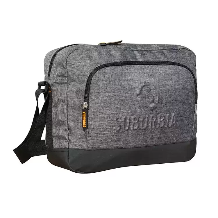 Customize durable casual two tone messenger bag with single shoulder strap with 3D emboss logo