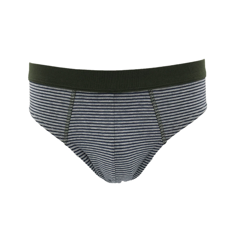MEN'S  COTTON FABRIC WITH HIGH ELASTIC BAND CLASSIC FITTING STRIPED BRIEFS