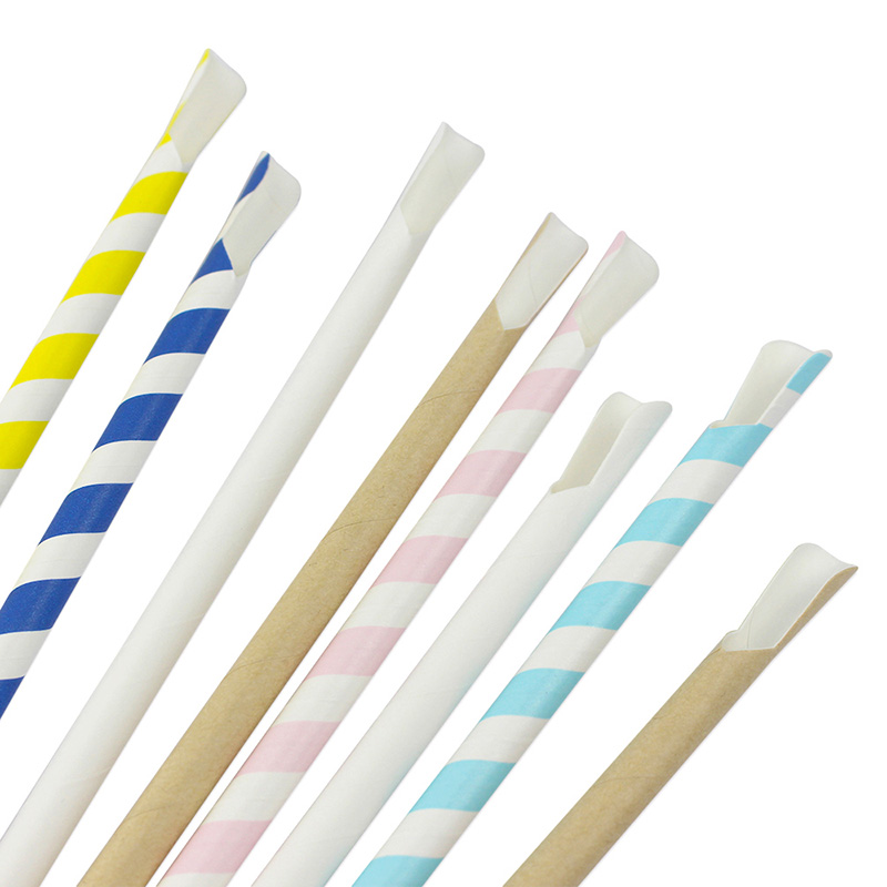 Biodegradable Paper Spoon Straws for Smoothie, Composatable Milkshake Spoon Paper Straw