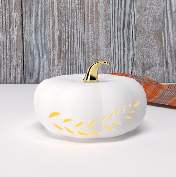 Porcelain matte white pumpkin LED home decoration with copyright