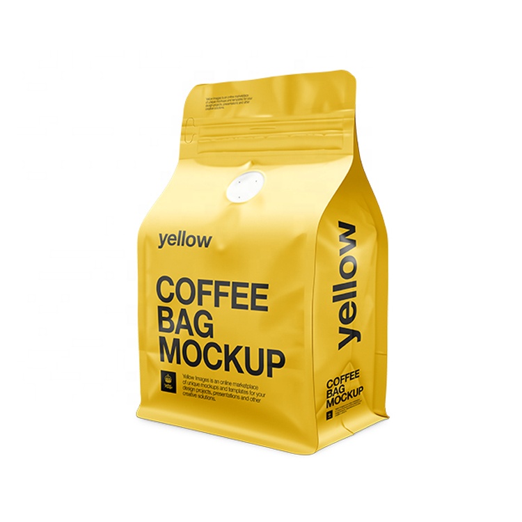 Custom 8 Side Seal Flat Bottom Stand Up Food Pouch Side Gusset Zipper Coffee Packaging Bag