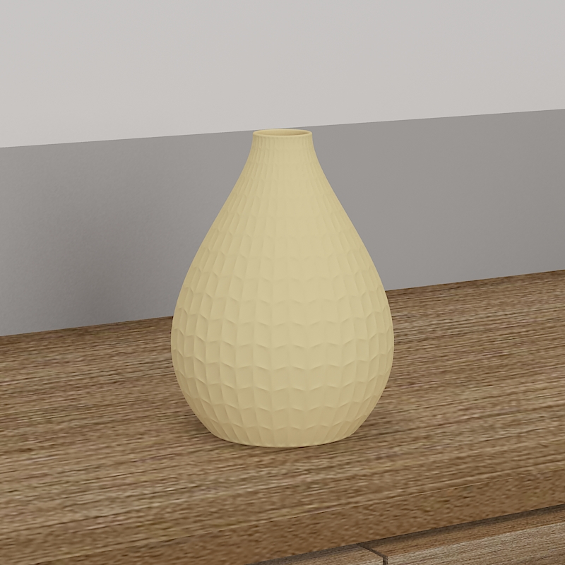 Porcelain matte yellow vase with copyright