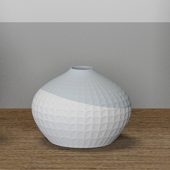Porcelain matte grey with white vase with copyright