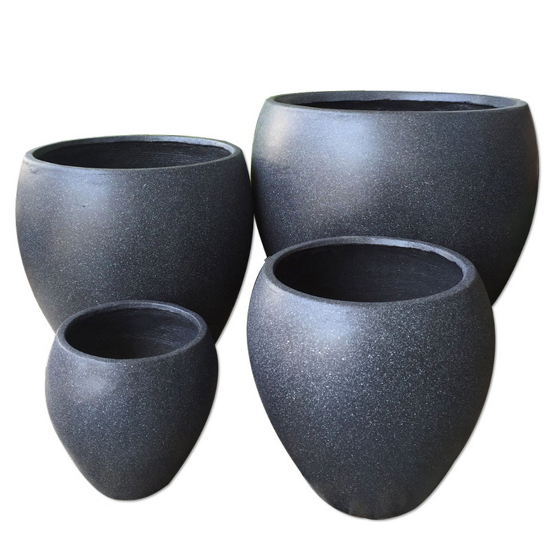 Modern Style Round Fiberstone Ceramic Flower Pot/ Planter for Home Decor