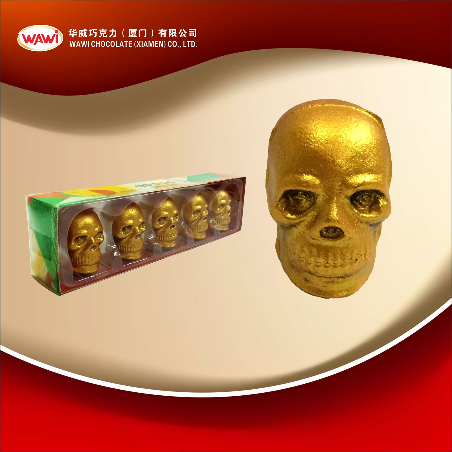 20g*5 Mexican Mini Gold Glitter Chocolate Skulls
