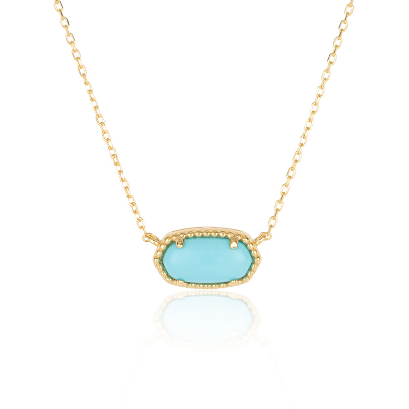 Turquoise Sterling Silver Pendant Necklace for Her Gold Plated