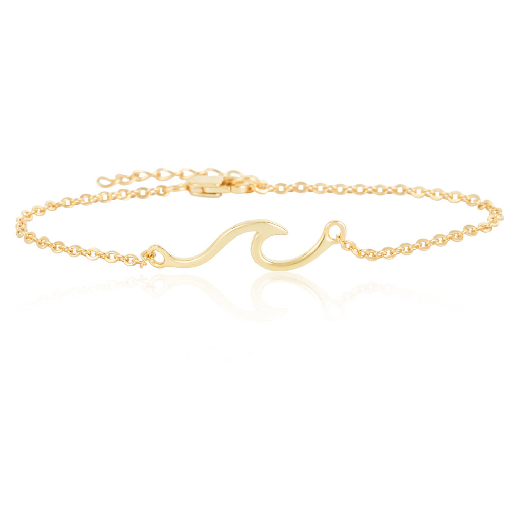 Wave Popular Bracelets in Sterling Silver Yellow Gold Plated