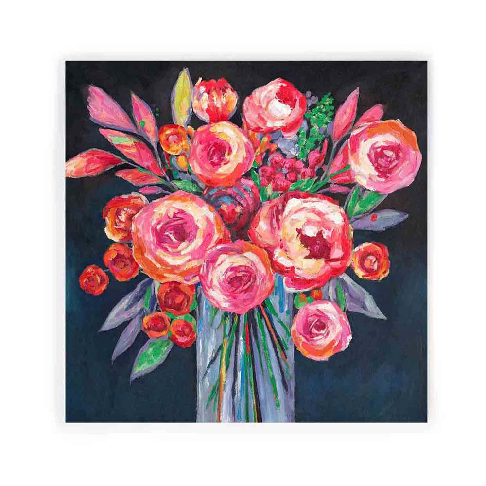 Fine art red floral handmade canvas painting