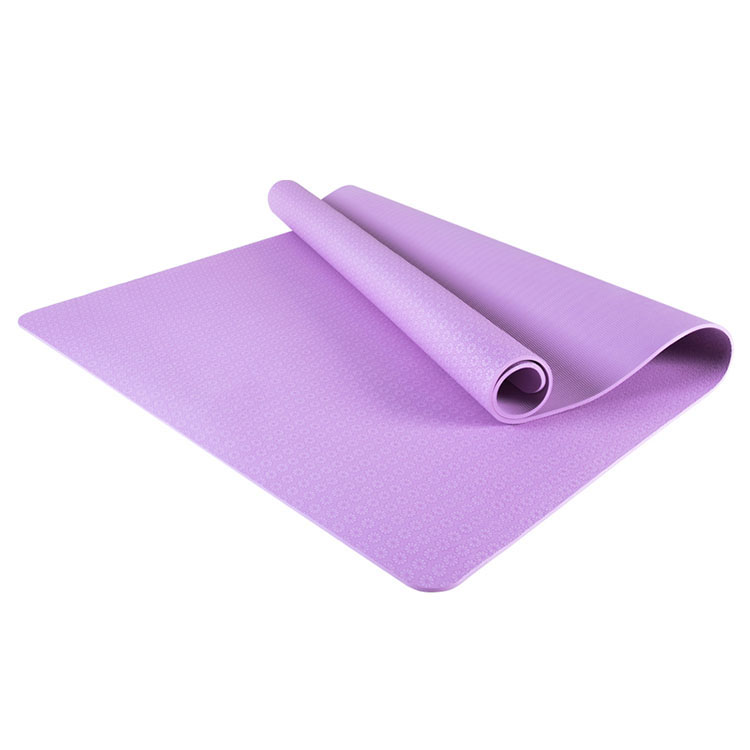 Environmental Friendly Printed Embossed Thickened Non-slip TPE Purple Fitness Yoga Mat