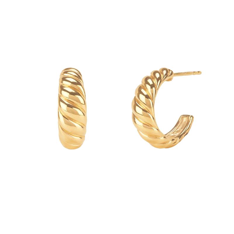 Bold Sterling Silver Huggie Earrings 18K Yellow Gold Plated