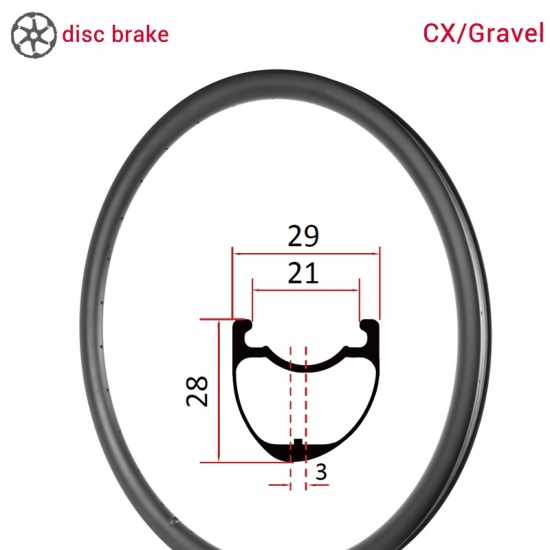 700C Cyclocross And Gravel Carbon Rims Disc Brake Rims For Off-Road