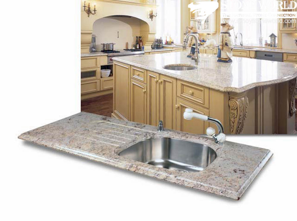 Hot Prefab granite kitchen countertops with built in sinks