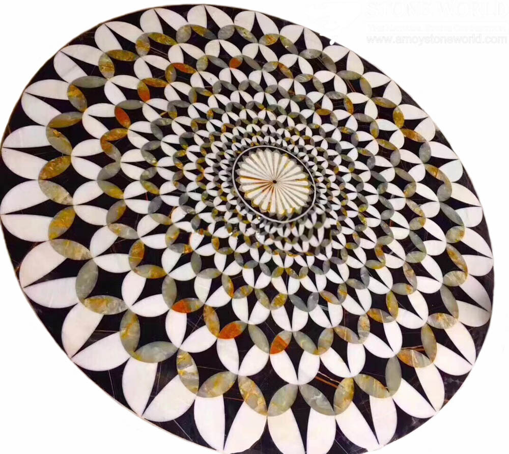 Polished Marble Waterjet Madellion floor tile Inlays Pattern for Decoration