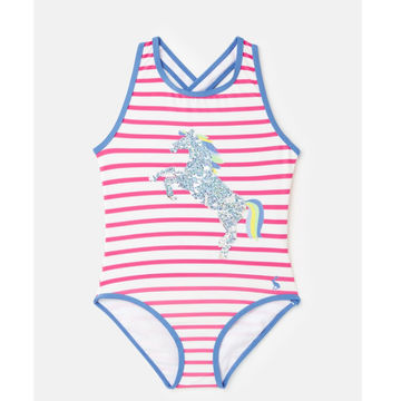Girls crossover back recycle fabric swimsuit with two way sequin in CF