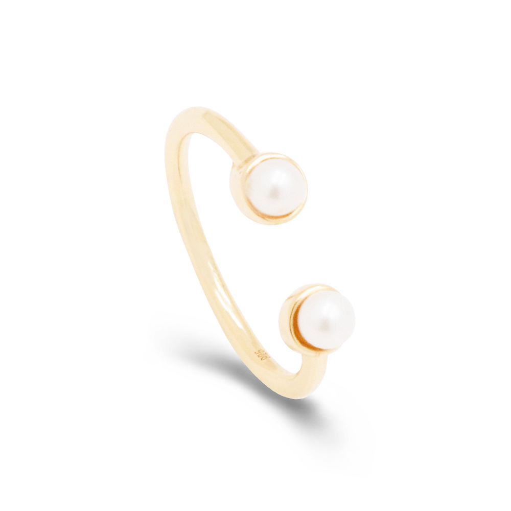 Sterling Silver Open Natural Pearl Promise Ring