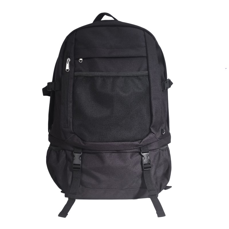 OEM Durable black polyester Backpack with comfortable mesh paddings and adjustable straps
