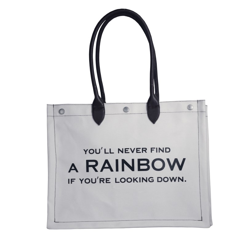 OEM Canvas tote bag with PU leather-trim handles