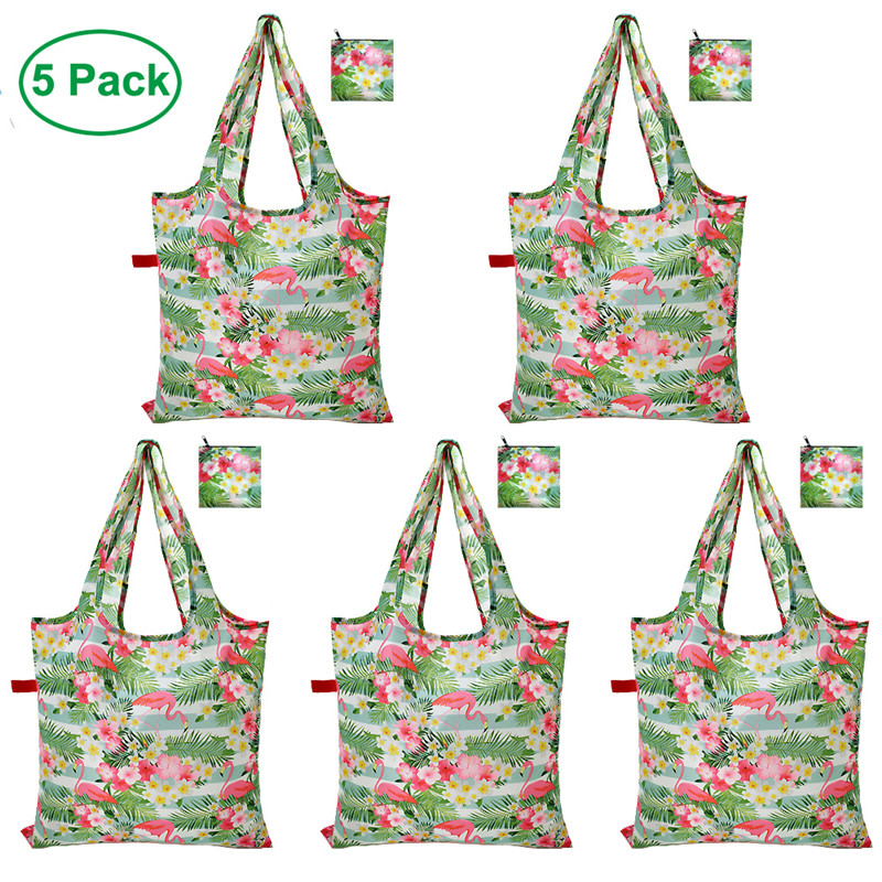 Cute Pattern Design Ripstop Zip Pouch Shopping Bags 5 Packs