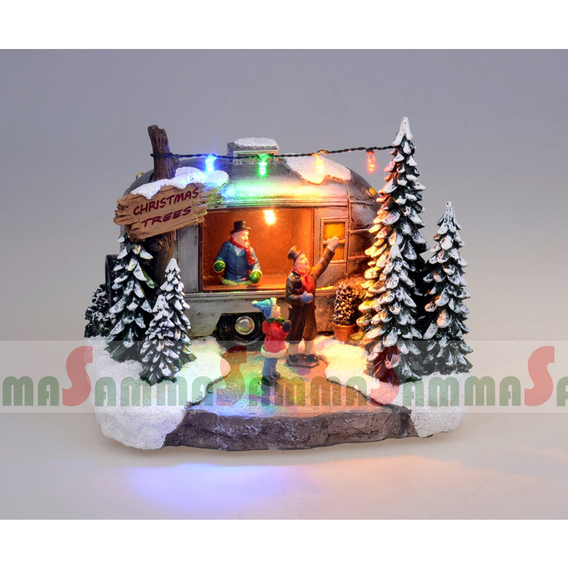 Polyresin LED lit Trailer Stall christmas decoration