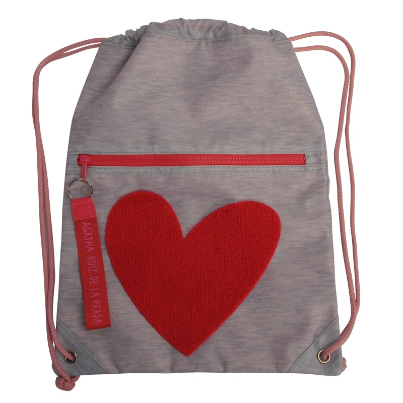 OEM Drawstring backpack | Reversible Sports Gym Bag for Women Men Children | Outdoor Daypack with a Heart-Shaped Embroidery