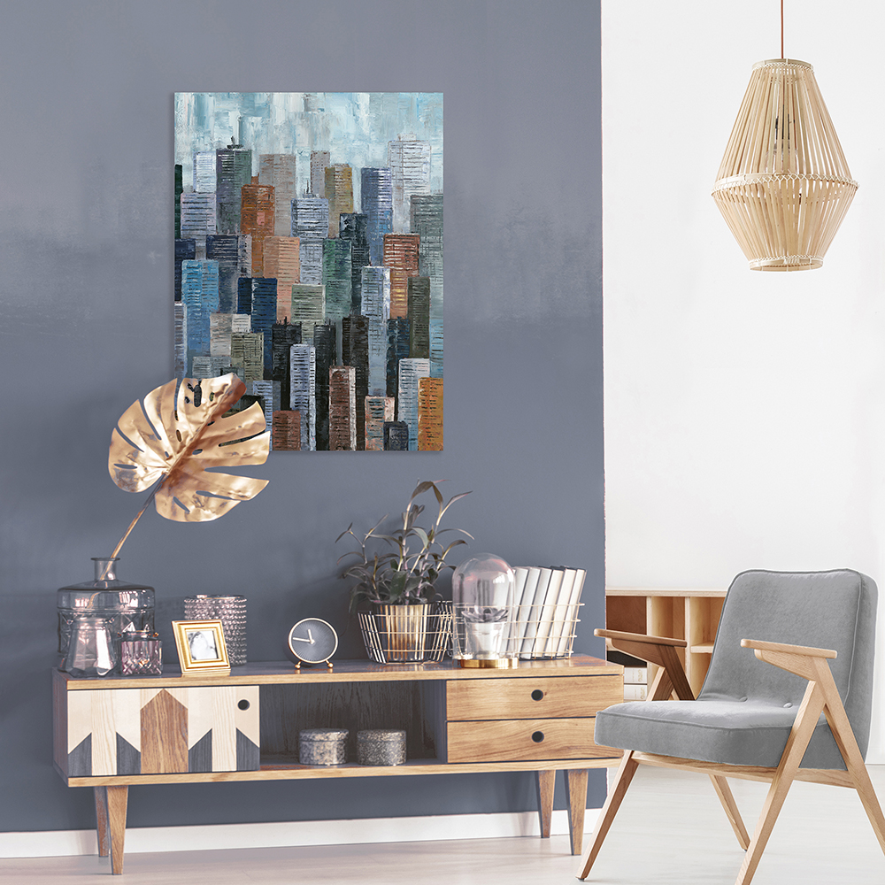 Modern Home Decor Hand-painted City Abstract Painting