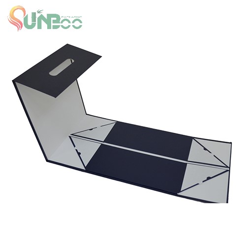folding box ,black high class color with die cut handle -SP-BOX088