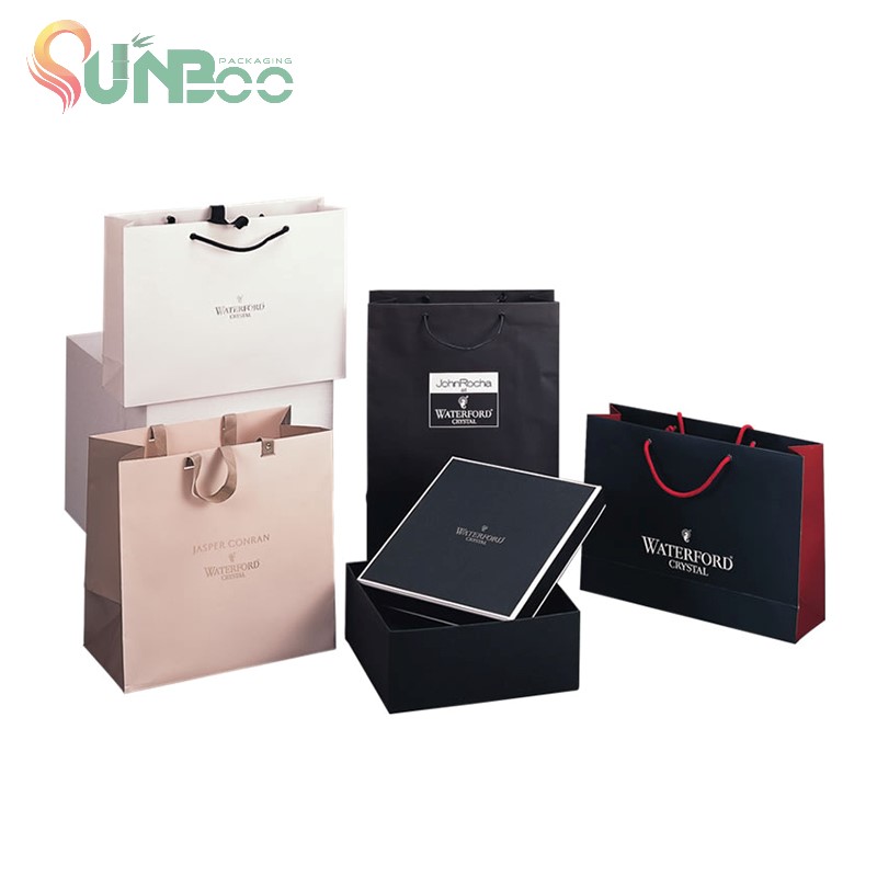 Pink ribbon and nice handles of bag and box gift set -SP-BOX061