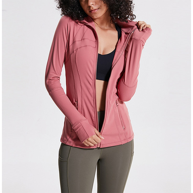 Factory price ladies yoga jacket with zipper front