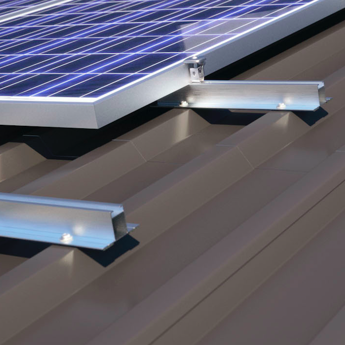 Solar panel mount for trapezoidal metal sheet