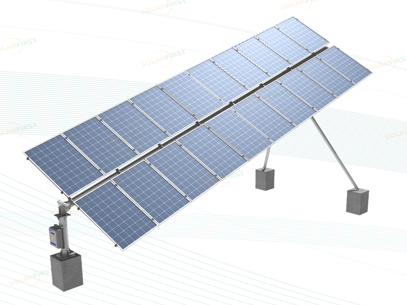 Tilted Single Axis Solar Tracker with Tilted Modules