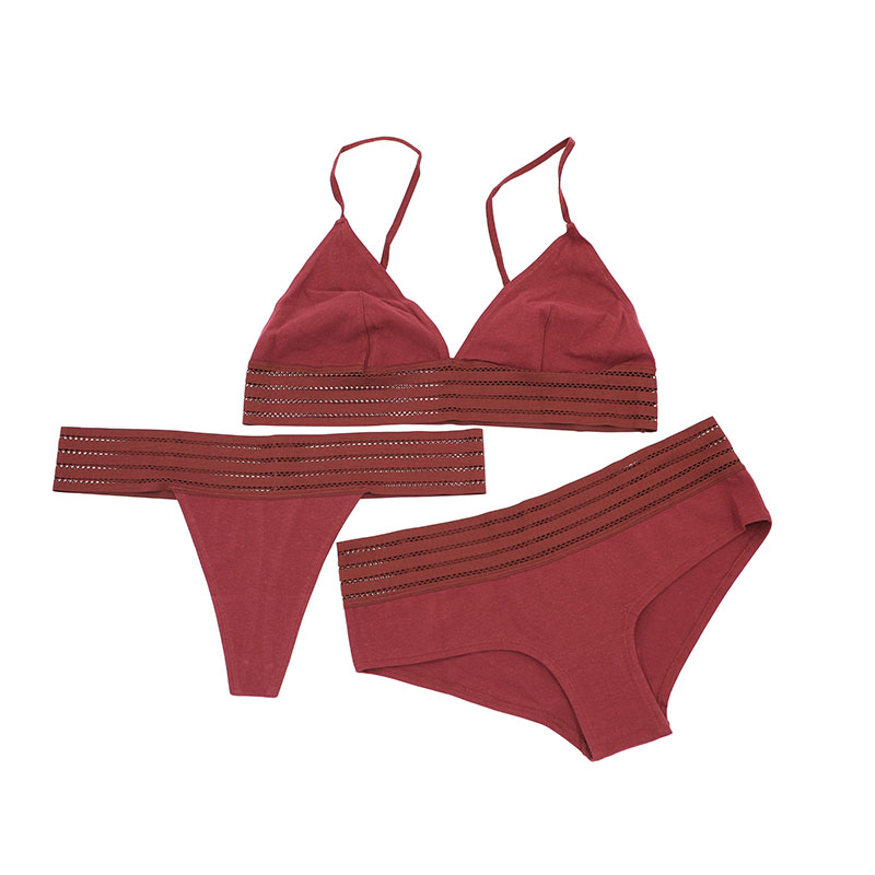 Women Bra And Panty Set Cotton In Red