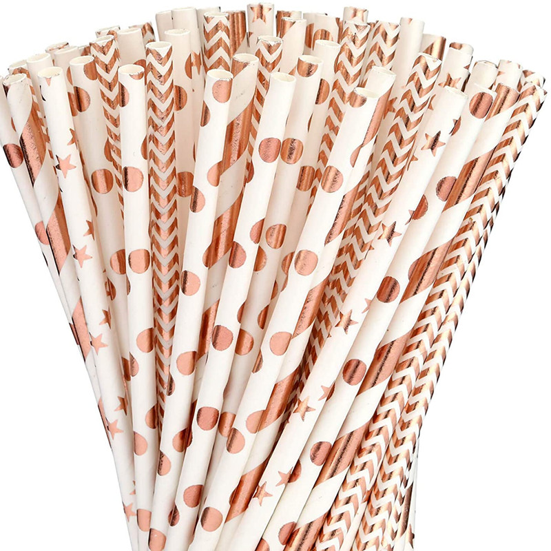 Rose Gold Paper Straws for Party Decorations