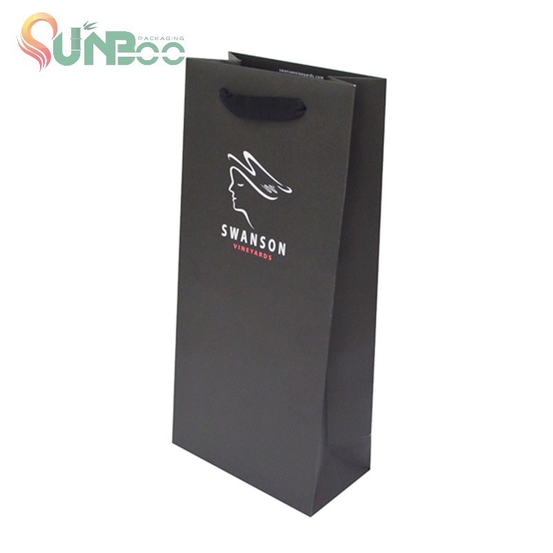 Black paper with white ink nice design for wine bag -SP-BAG044
