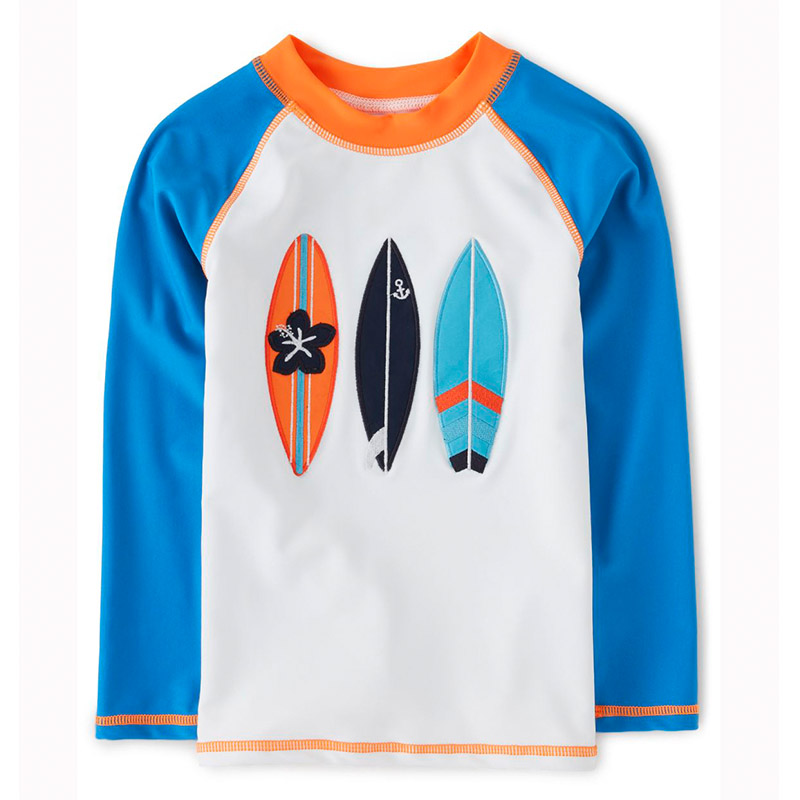 Children long sleeve Rash guard with front Embroidery