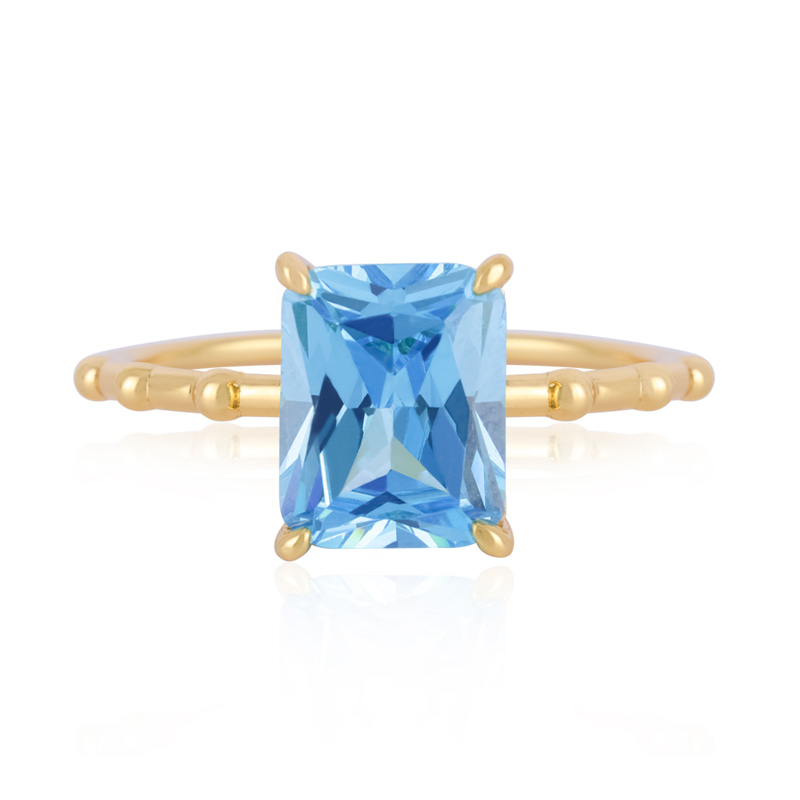 Rectangle Blue Zircon Stone Ring