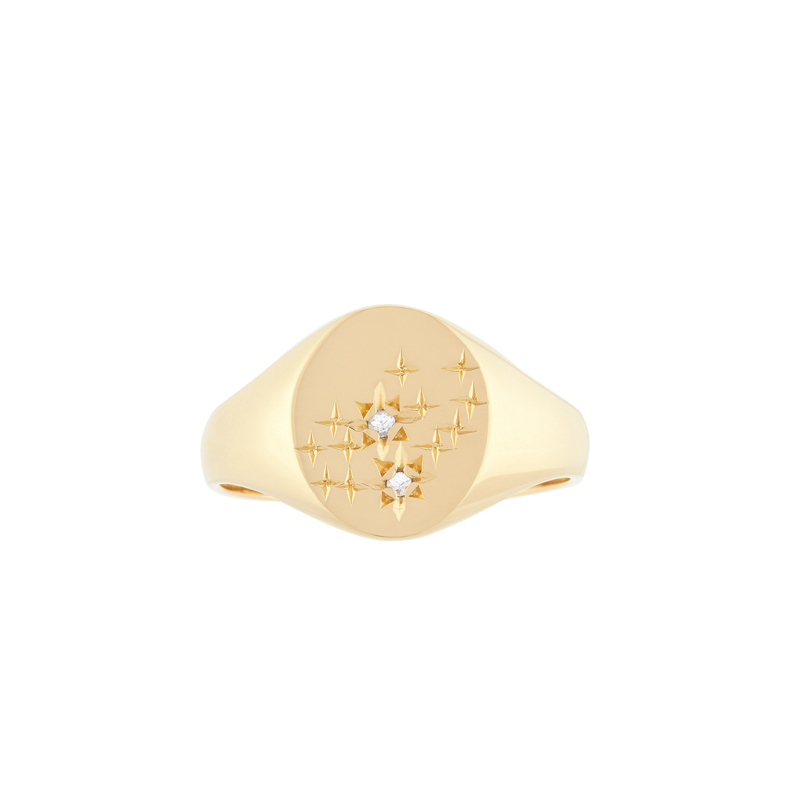 Signet Wedding Band Gold Plated