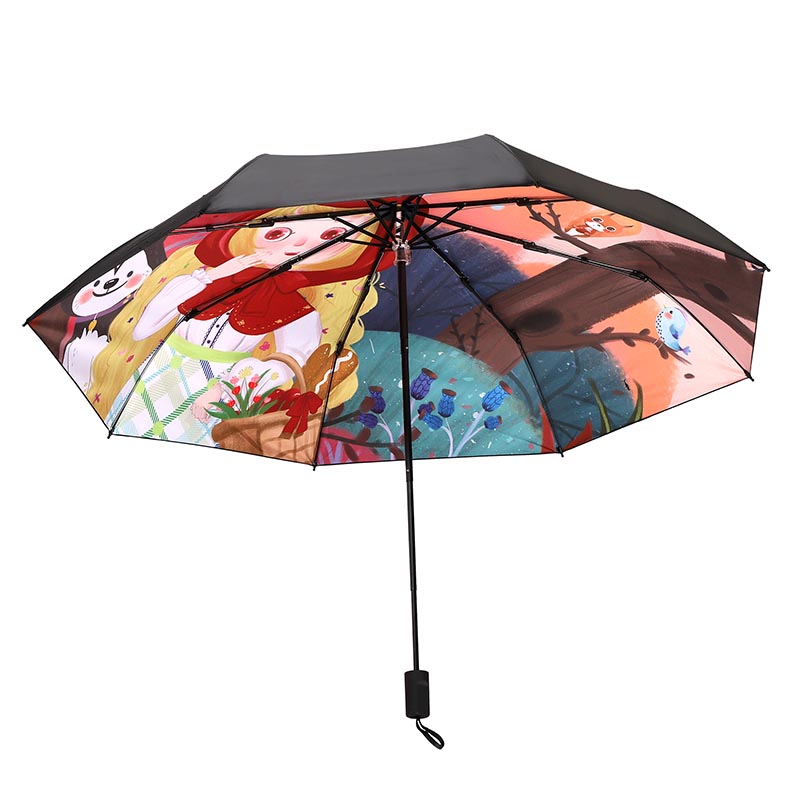 Cartoon Pattern Print Travel UV Folding Rain Umbrellas