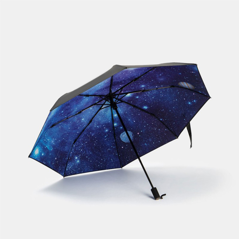 Outdoor Travel Folding Sun Rain Umbrella with Starry Sky Printing