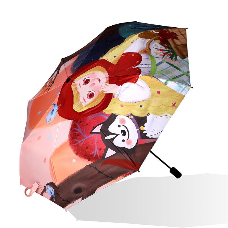 Portable Reversible Print 3 Fold Umbrella