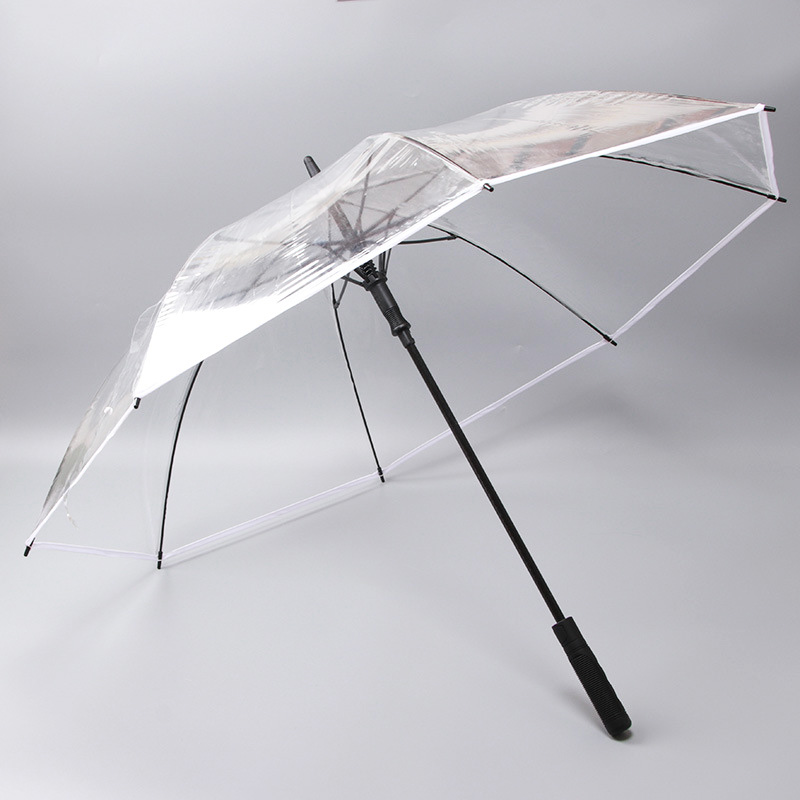Custom Straight Golf Promotion Clear Transparent Rain Umbrella
