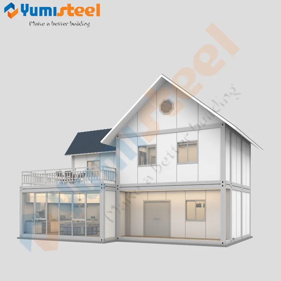 Modern design container house with sloping roof